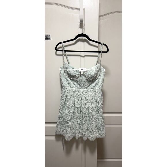 Self-Portrait Green Cord Lace Mini Dress US 8 - Picture 9 of 10